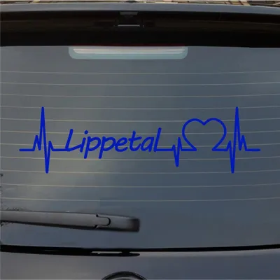 Produktbild von Heckscheibenaufkleber Lippetal Herzschlag Puls Gemeinde Liebe 55x15 cm Dunkelblau Auto Aufkleber Sticker