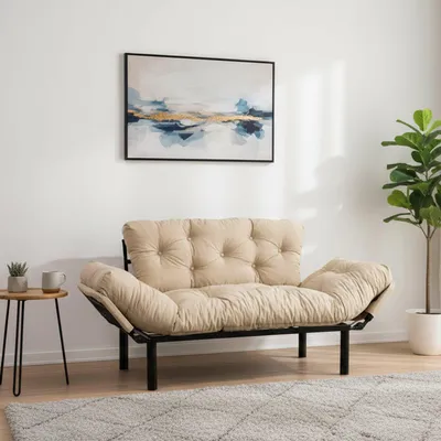 Immagine prodotto di Guchol - Divano Letto 2 Posti, 155x70 cm Bianco Crema, Contenitore
