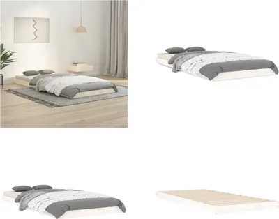 Produktbild von vidaXL Massivholzbett Weiß 90x200 cm Kiefer - Bettrahmen - Bettgestell - Bett - Schlafzimmerbett