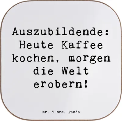 Produktbild von Mr. & Mrs. Panda Tischschoner Spruch Auszubildender Abenteuer - Weiß - Geschenk, Berufsleben, Leidenschaft, Berufe, besonderer Moment, Coaster, kreative Geschenke, Beruf