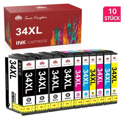 A box of toner cartridges and a row of toner cartridges.