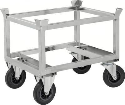Produktbild von Kongamek Palettenwagen verzinkt und verschweißt 700mm hoch ohne Bremse für Halbpaletten 800x600mm