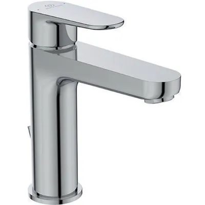 A close-up studio shot of a single chrome faucet against a white background.