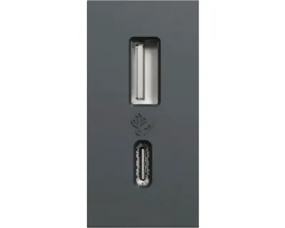 Zdjęcie produktu dla Czarne gniazdko USB z portami USB-A i USB-C