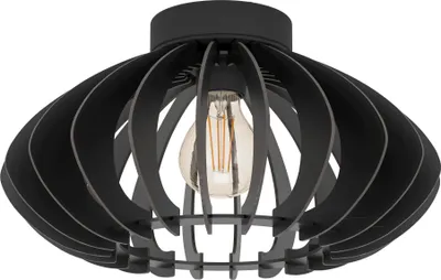 Produktbild von EGLO Deckenlampe Cossano 3, Deckenleuchte Vintage, Retro Deckenstrahler aus Metall und Holz in Schwarz, Wohnzimmerlampe mit E27 Fassung, Ø 38 cm