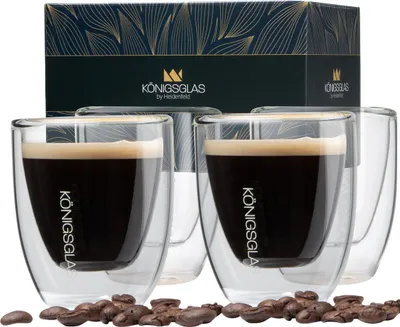 Produktbild von Königsglas Espresso, Espressogläser by Heidenfeld, 80 ml, 4er-Set, doppelwandig, handgefertigt