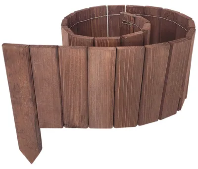 Produktbild von Holz-Gartenzaun, 5 Stück, 110 x 30 x 20 cm – braune Beeteinfassung, 550 cm