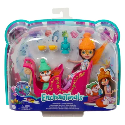 Produktbild von Mattel GJX31 - Enchantimals - Spielset, Puppe mit Zubehör, Schlittenfreunde