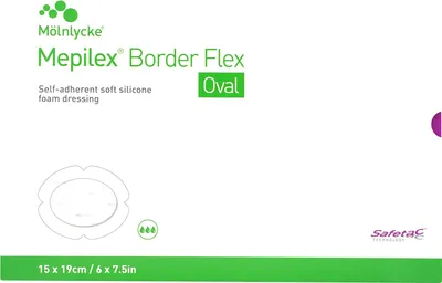 Productafbeelding van Mepilex Border Flex schuimverband, zelfklevend, ovaal, 15x19 cm, 5 stuks