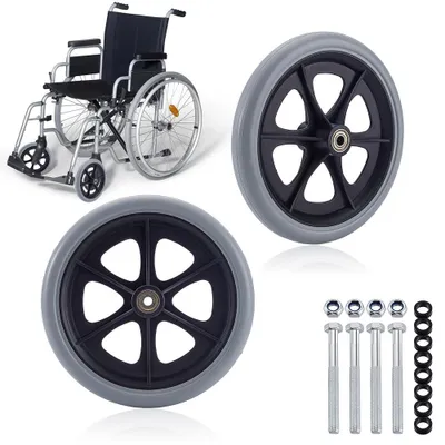 Imagen del producto de TRANKIELO® - 2 unidades de ruedas de repuesto de 20 cm (8 pulgadas) - Ruedas plateadas ligeras para sillas de ruedas y scooters