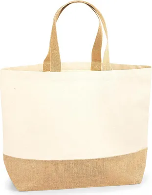 Image de Westford Mill W452 | Jute Base Canvas Tote XL 38 x 44 x 18 cm - Couleur : Natural - Taille : One Size