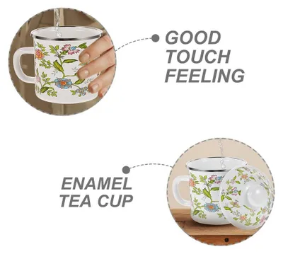 Immagine prodotto di Tazza in smalto da 750 ml - Tazza robusta per campeggio - Tazza per caffè - Tazza da viaggio - Manico antiscivolo - Materiale resistente