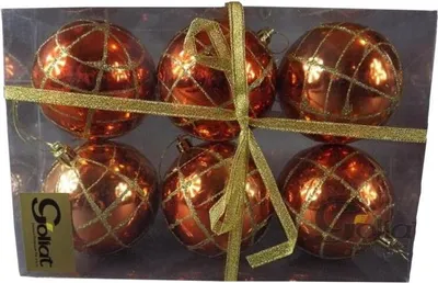 Immagine prodotto di Set di 6 palline decorative in plastica arancioni da 80 mm