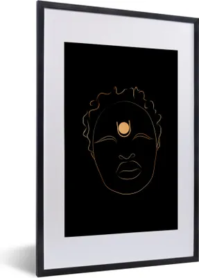 Produktbild von MuchoWow® Gerahmtes Poster Frau - Gold - Schwarz - Strichzeichnung 40x60 cm - Poster mit Schwarzem Bilderrahmen Wandposter Rahmen Foto Bilder - Poster in Rahmen