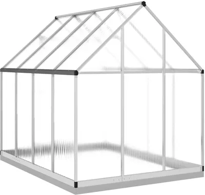 Zdjęcie produktu dla vidaXL Szklarnia z ramą fundamentową srebrna 224x169x202cm aluminium
