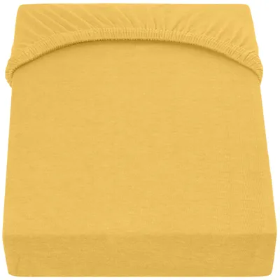 Produktbild von JERSEY Spannbettlaken 180x200-200x200cm Spannbetttuch 100% Baumwolle, Farbe: Gelb