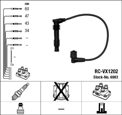 Produktbild von NGK 6983 Zündkabelsatz Zündleitungssatz für OPEL Astra F CC (T92) Astra F Caravan (T92) für VAUXHALL Calibra (C89)