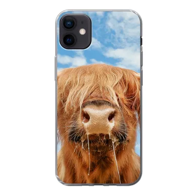 Produktbild von MuchoWow® Handyhülle Schutzhülle Hülle für iPhone 12 mini Schottischer Highlander - Wolke - Tiere Silikon Softcase Handy Hülle - Bild