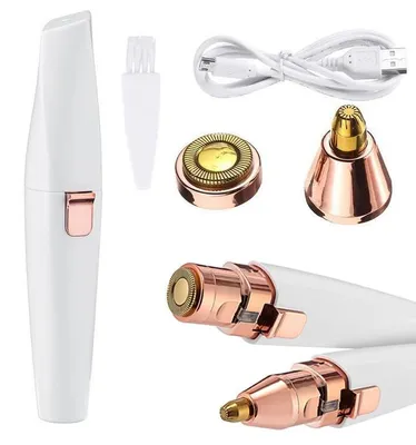 Produktbild von 2 in 1 Elektrischer Rasierer für Frauen Augenbrauen Trimmer Gesichtshaarentferner Wiederaufladbare Haarentfernung Schmerzlos mit zwei abnehmbarem Köpfe