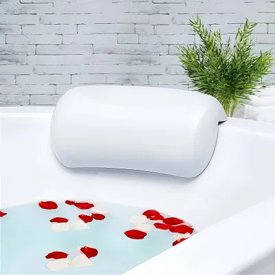 Produktbild von Badewannenkissen, Ergonomisches Badekissen Mit 2 Saugnäpfen, Badewanne Nackenkissen, wasserdicht und rutschfest, Badekissen für Home und Spa, Weiß