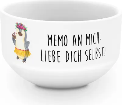 Produktbild von Mr. & Mrs. Panda Schüssel Pinguin Kokosnuss - Weiß - Geschenk, Urlaub, schale, Müslischale, Hawaii, Snackschale, Obstschale, joghurtbowl, Müslischüssel