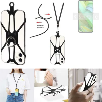 Produktbild von K-S-Trade 3in1 Handykette Handyband Handykordel Halsband Smartphone-Ring Handy-Ring kompatibel mit Motorola Edge 2022 Fingerhalterung Handyring