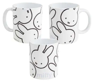 Produktbild von Miffy Tasse - Hase Allover Kaffeetasse Becher Kaffeebecher aus Keramik 320 ml Weiß