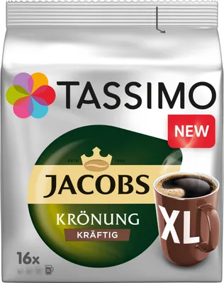 Produktbild von Tassimo Jacobs Krönung XL Kräftig 5er Set, Kaffee, Kaffeekapsel, gemahlener Röstkaffee, 5 x 16 T-Discs