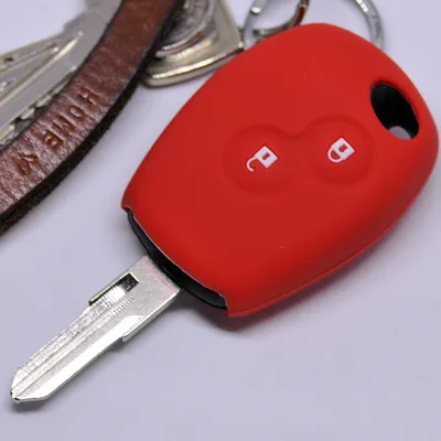 Produktbild von Auto Schlüssel Silikon Schutz Hülle Rot kompatibel mit Dacia DOKKER SANDERO Duster LODGY Logan Renault CLIO TWINGO 2 Tasten Funk Fernbedienung