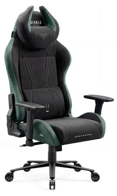 Obrázok produktu pre Herná stolička Diablo X-Horn 2.0, kancelárska stolička, stolička k písacímu stolu, ergonomický dizajn z látky, čierno-zelená, veľkosť Normal