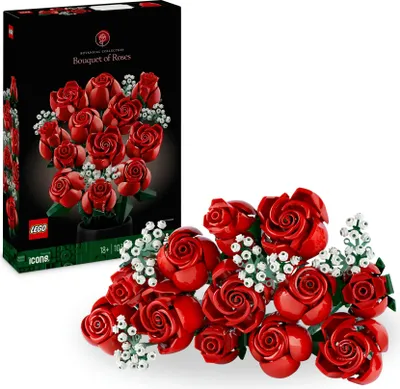 Produktbild von LEGO Botanicals Rosenstrauß - Blumen zum Bauen und Ausstellen - DIY Deko zu Weihnachten mit Pflanzen - Modellbau mit Kunstblumen - Bauset für Erwachsene - Geschenk für Frauen & Männer - 10328