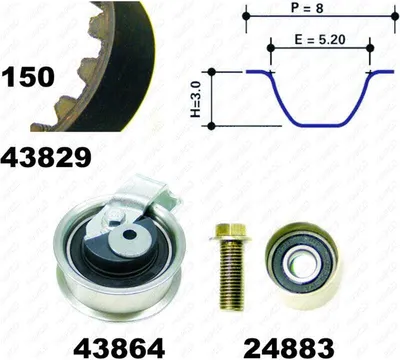 Produktbild von MAPCO 23901 Zahnriemensatz für AUDI A4 Avant (8ED, B7) 150-Zähne