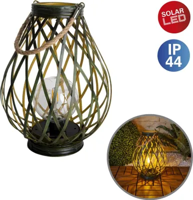 Produktbild von Näve Solar-Dekoleuchte LED mit Dämmerungssensor Baluba 31 cm grün/gold