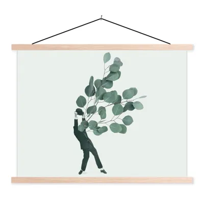 Produktbild von MuchoWow® Textilposter Ballon - Mann - Retro 40x30 cm mit holzfarbenen Rahmen - Bilder