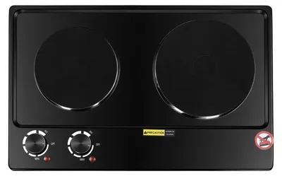 Produktbild von Elektrische Doppelkochplatte - 2-Platten Tischkochfeld 2500W - Gusseisenplatten - 6 Heizstufen - 220-240V - Schwarz