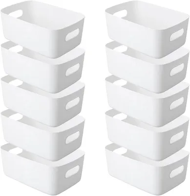 Produktbild von Famanu Aufbewahrungsbox - Kunststoffbox mit Griffen - 30 x 20 x 12 cm - Organizer für Küche, Bad und Büro - Weiß