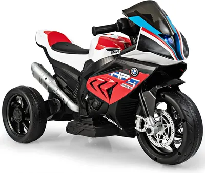 Immagine prodotto di COSTWAY 6V BMW moto elettrica con musica e faro, triciclo moto per bambini fino a 3km/h, moto elettrica con 2 ruote di allenamento, adatto per bambini da 3 anni (rosso)