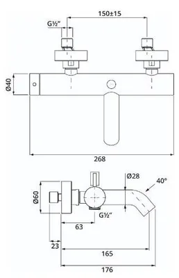 Produktbild von Herzbach DEEP BLACK Wannenbatterie Aufputz Schwarz matt