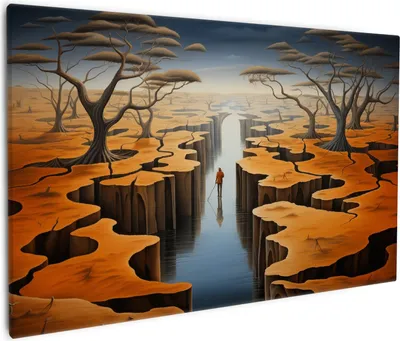 Produktbild von Wallario Premium Leinwandbild Pfad in einer surrealen Welt in Größe 60 x 90 cm
