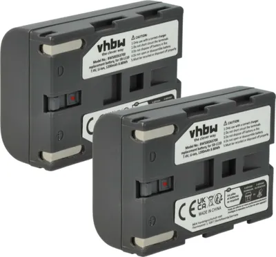 Produktbild von vhbw 2x Akku kompatibel mit Samsung SC-D31, SC-D33, SC-D34, SC-D55, SC-D530, SC-D590, SC-D27 Videokamera Camcorder (1200 mAh, 7,4 V, Li-Ion)