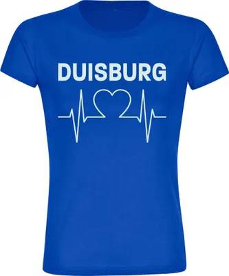 Produktbild von multifanshop Damen T-Shirt - Duisburg - Herzschlag, blau, Größe XXL