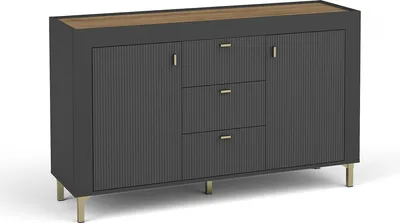 Produktbild von Kommode Mossa Mo6 Sideboard 137X86X40Cm 2 Türen 3 Schubladen Schwarz