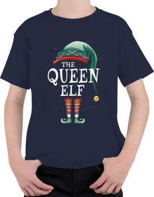 Produktbild von Queen Elf Weihnachten Partnerkostüm - Weihnachtsgeschenk Christmas Uni Kinder T-Shirt, Navy, 140