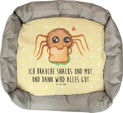 Produktbild von Mr. & Mrs. Panda Katzenkissen Spinne Agathe Sandwich - Gelb Pastell - Geschenk, Katzenkörbchen, Lebensfreude, Kuschelbett, Mut, Katzenbett, Hungrig, Katzenliege, Glück