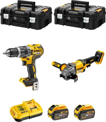 Zdjęcie produktu dla Zestaw DeWALT FVK256X2-QW 54 V/18 V (DCD796 + DCG414 + 2 x 9,0 Ah + DCB118 + 2 x TSTAK II)