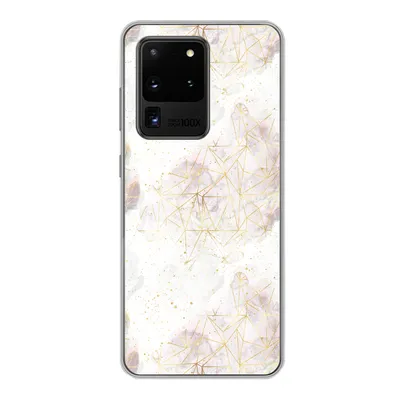 Produktbild von MuchoWow® Handyhülle Schutzhülle Hülle für Samsung Galaxy S20 Ultra Marmor - Geometrie - Gold Silikon Softcase Handy Hülle - Karteninhaber