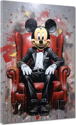 Produktbild von Maus im Anzug, Comic Leinwandbild Wandbild Dekoration Kunst XL: 90x120x4cm