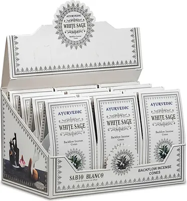 Produktbild von Ayurvedische Weißer Salbei Rückfluss Weihrauchkegel -- 30 g