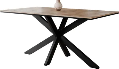 Produktbild von MIRJAN24 Esstisch Wero, Design Tisch, Stilvoll Esszimmertisch, Esszimmer (Farbe: Wotan + Schwarz)