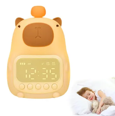 Capybara Kinderwecker mit Nachtlicht, dimmbar, USB-C, 2 Wecker